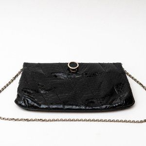 Vintage snake skin clutch with kiss lock with shoulder chain evening purse